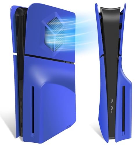 Faceplates for PS5 Slim Accessories with Cooling Vents, Joso Replacement Case Cover for PS5 Slim Disc Edition 4 Cover Plates, Anti-Scratch Dustproof Skin ABS Plates Blue