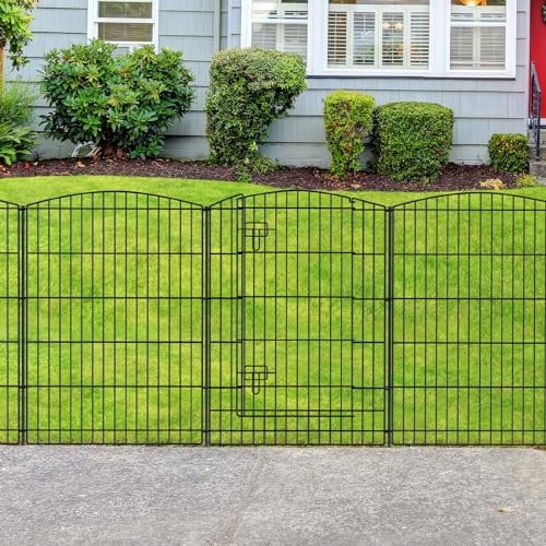 INJOPEXI Decorative Garden Fence 12 Panels 26ft (L)×36in (H) Garden Fences with 11 Panels + 1 Gate, No Dig Animal Barrier Rabbit Fencing Rustproof Metal Wire Temporary Dog Fence for Patio Outdoor Yard