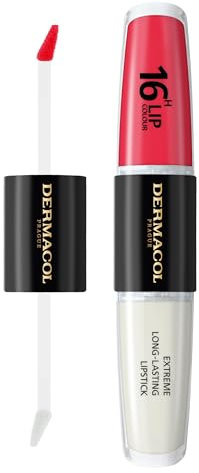 NEW Dermacol - 16-Hour Lip Colour, Highly Pigmented Glossy Lip Stain, Two-Phase Lip Plumper Gloss, Kissproof Lip Makeup Products with Matte and Glitter Finish, n.28