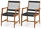 GYMAX Set di 2 Sedie in Legno di Acacia, in Corda Resistente, da Giardino, Terrazza, Balcone