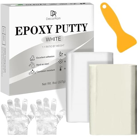Stucco Epossidico - 227g Stucco Epoxy Riparazione Bicomponente per Riparare, Riempire, Scolpire - Mastice Colla Epossidica, Argilla Modellabile per Incollare Metallo, Plastica, Ceramica (Bianco)
