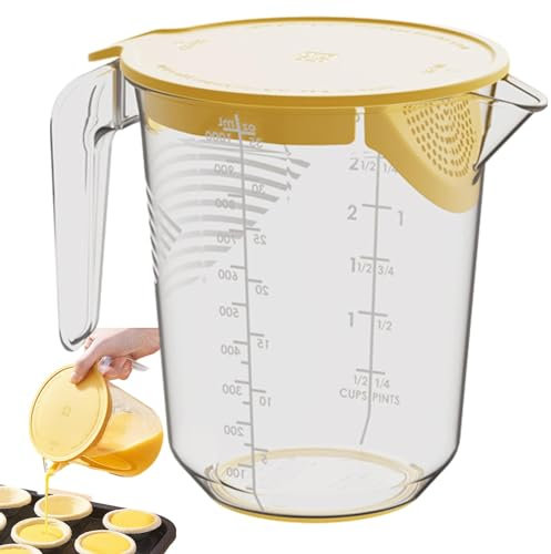 Juego de tazas medidoras de vidrio de 1/2 pieza, esenciales de cocina, tazas medidoras líquidas de vidrio templado, jarras para hornear con asas y escalas, juego de vasos de sin BPA, 6.6 x