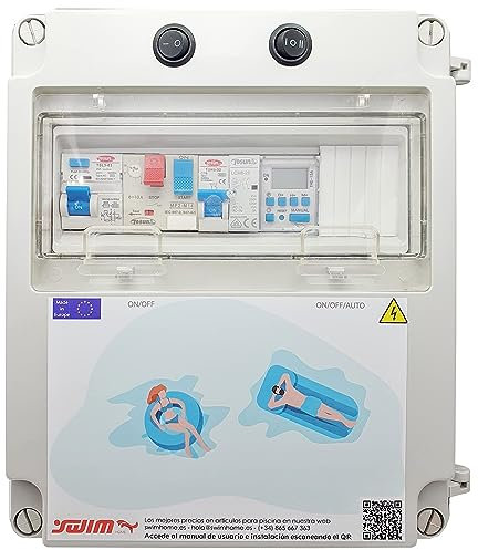 SWIMHOME Tableau électrique pour piscine avec contact pour moteur et source d'alimentation jusqu'à 150 W pour éclairage 12 V CC (pompe de plus 2 CV (9-14 A)