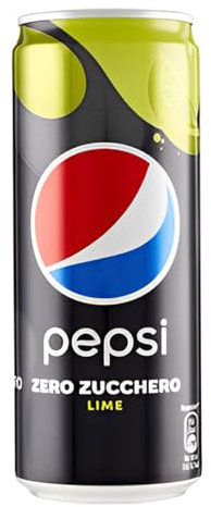 Pepsi Zero Lime Bevanda al Gusto di Lime Senza Zucchero 24 Lattine da 330 ml
