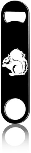 CREATCABIN Eichhörnchen-Flachflaschenöffner,Bieröffner,Klinge,Bieröffner,Edelstahlöffner Für Bar,Kneipe,Barkeeper,Party,Dating,Zuhause,Küche,Geschenke,Vatertag,Valentinstag,Geburtstag,Schwarz,17.8x4cm