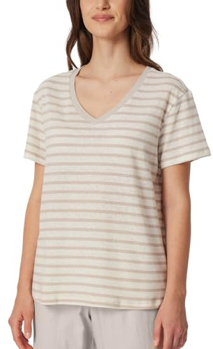 Schiesser Damen Schlafshirt Kurzarm Leinen-Mix + Relax Pyjamaoberteil