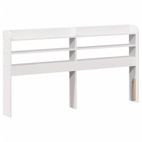vidaXL Tête de Lit avec Étagères en Bois Massif de Pin - Blanc 160 cm - Rangement Intégré - Sur Pied