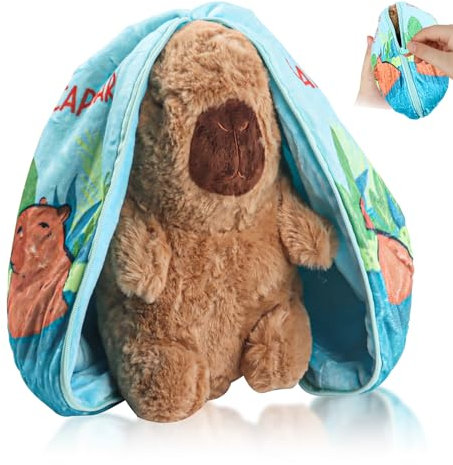 Gxhong 25cm Capybara Plüschtier, Capybara Verstecken Kuscheltier, Capibara Kawaii Stofftier, Geschenke für Babys Jungen Mädchen Kinder Geburtstag Weihnachten