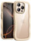 JETech Wavy Case for iPhone 16 Pro Max 6.9-Inch, Cute Wave Frame Curly Shape Shockproof Phone Cover for Women and Girls, Clear Hard PC Back (Desert Titanium)