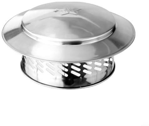 Emiif Chimney Cowl Bird Guard Stainless Steel Rain Cap Flue Pipe Cover Vent Top Exhaust Hood Mesh Protector for Exterior Wall Fresh Air Outlet Roof Pipe(200mm（8inch）)