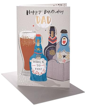 UK Greetings | Birthday Card for Dad | Beers Design | With Envelope | Happy Birthday Gifts | Greeting Card | Him/Boys/Men | 155 x 235 mm