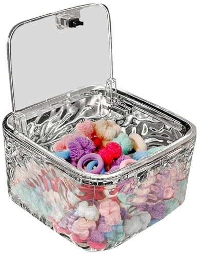 Uonguon Clear Hair Accessories Storage Container, Hair Tie Organizer with Lid, Multifunctional Tool Box for Headbands, Bows, and Hair Clips, Versatile Storage Case for Organizing Hair Accessories