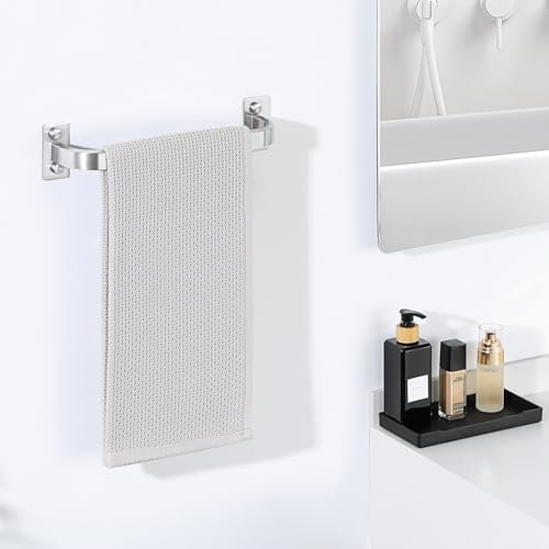 Mooche Brushed Towel Rail Wall Mounted, 25CM Hand Towel Holder, SUS305 Stainless Steel Single Towel Bar for Bathroom Kitchen Home
