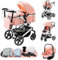 Kakbgee Passeggino Combinato 3 in 1, Passeggino per Bambini con ECE R129 Seggiolino Auto, Telaio in Alluminio ad alto Campo visivo Passeggino (0-4 Anni, 22KG)