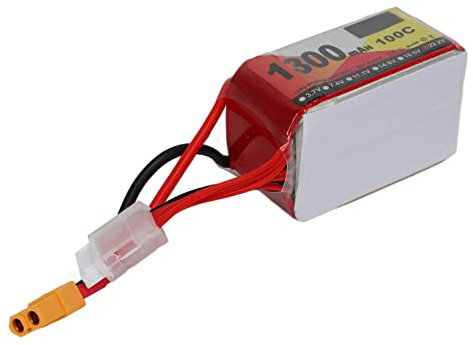 RC Battery Pack, 22.2V 100C 1300mAh 6S Power Pack, Remote & App Controlled Vehicle Batteries with XT60 Plug for FPV Drone Quadcopter Suitable Quadcopter.