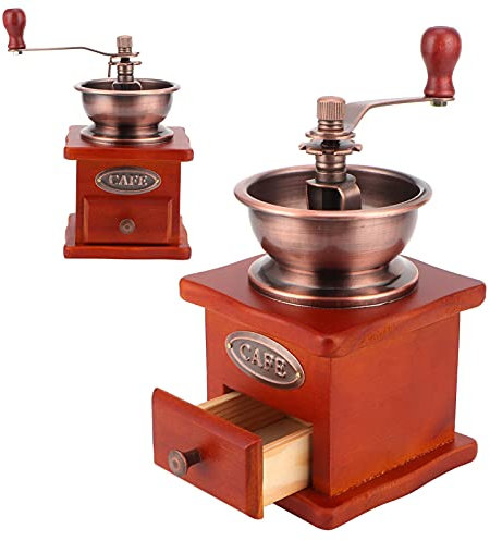 Macina Caffè Manuale in Legno a Manovella, Macinino Regolabile in Ceramica per Chicchi di Caffè, Spezie e Pepe, Macinino a Mano Vintage per Casa, Ufficio, Viaggi, Cucina, Campeggio