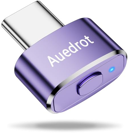 AUEDROT Mouse Jiggler USB-C indetectable tipo C con botón de interruptor, movimiento automático con 2 modos de jiggle, Plug & Play, mantiene la computadora/portátil despierta, morado