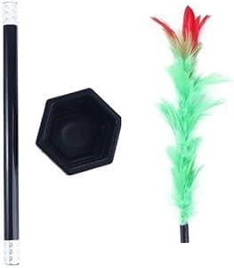 Pchnfei 1 Set Schwarzer Zauberstab zu Blume, zum Spielen von Magie, Nahaufnahme Magic Prop Magic Flower Stick Magic Kits Zubehör Spiele Trick Zauberstab Zaubertricks