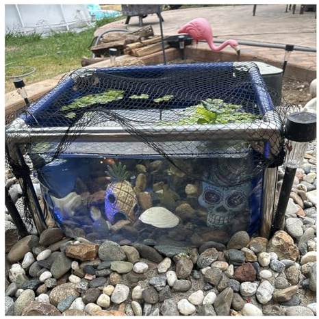 Rygcrud Estanque sobre El Suelo, Piscina para Tortugas En Patio Trasero, Peceras para La Cría De Peces, con Ventana, Revestimiento Lona PVC Y Estructura Acero, Fácil Montaje(100x60x51cm)