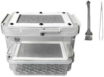 Dualoai Reptile Growth Mini Terrarium, Mini Fütterungsbox für Spinnen, Kakerlaken und Grillen, Mehlwurm Zuchtbox, 11 x 7 x 9,5 cm, Quarantäneterrarium Tragbarer für Eidechsen, Schnecken, Käfer, 0.4 Mm