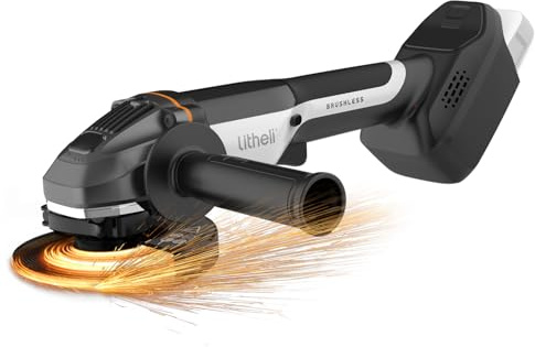 Litheli 20V Akku Winkelschleifer 125mm, 8500 U/min mit bürstenlosem Motor, Drehzahlregelung zum Schneiden, Schleifen, Polieren, Entrosten, Kabellos für Metall, Stein, Holz (ohne Akku)