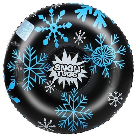 Njidher Trineo inflable 43.3in Snowtube Snowtube con asas Manguera de nieve inflable Neumáticos de nieve para niños y adultos, deportes de invierno patinaje al aire libre
