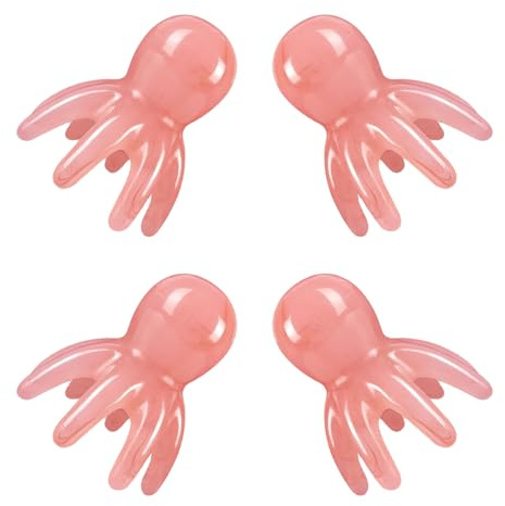 ibasenice Oktopus Kopfhautmassagegerät Sanfter Massagekamm 4 Stück aus Kunststoff in Rosa Tragbar zur Besseren Schlafs für Zuhause und Reisen