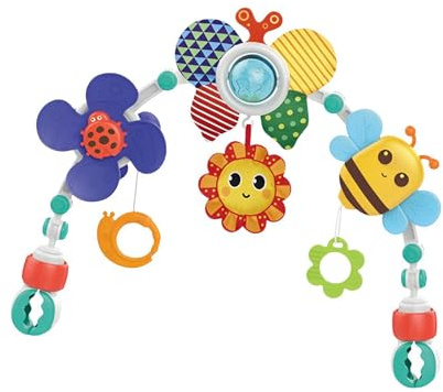 QUXVUIS Verstellbarer Clip Kinderwagen Bogen, Baby Spielzeug, das ansprechende multisensorische Erlebnisse mit lustigen Aktivitäten bietet, Säuglingsbett, Melodie, Musikspielzeug, hängende rotierende