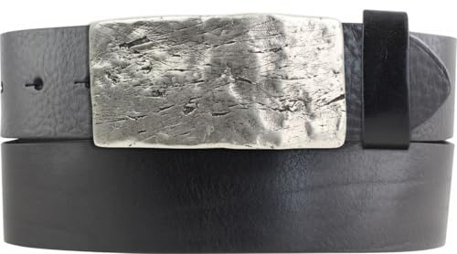 BELTINGER Gürtel aus Vollrindleder mit Used Hammered-Schließe 40mm | Ledergürtel mit Platten-Buckle für Herren Herren 4,0cm | Leder-Gürtel