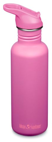 KLEAN KANTEEN Classic Trinkflasche 800 ml Edelstahl, Rosa, leichte Sportflasche mit Flip Sport Cap auslaufsicher, BPA frei, Wasserflasche für Sport Schule Outdoor
