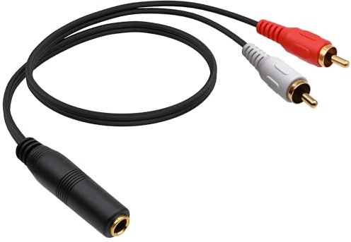 YARCHONN Cable adaptador de cable TRS de 1/4 pulgadas de 6,35 mm a 2 RCA macho macho a 2 RCA macho y cable de audio en Y para amplificador de TV, CD/DVD -0,5 m/1,64 FT