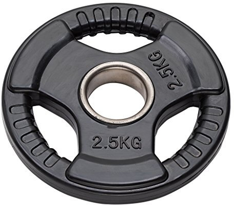 JK FITNESS Diamond, Scheibe aus Gusseisen, gummiert, Tri-Grip Loch, Ø50 mm, 2,5 kg, Unisex, für Erwachsene, schwarz, Einheitsgröße