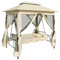 Tidyard Pavillon Schaukelstuhl Hollywoodschaukel Gartenschaukel mit Bettfunktion Stahlrahmen Max. Tragfähigkeit 240 kg 220 x 160 x 240 cm Cremeweiß