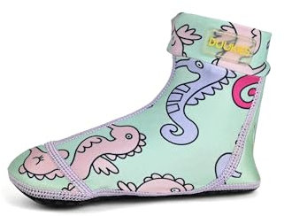 Duukies Mädchen Badesocken Seahorse Seepferdchen rutschfest UV-Schutz Strandschuhe, Farbe:türkis, Socken:28-29