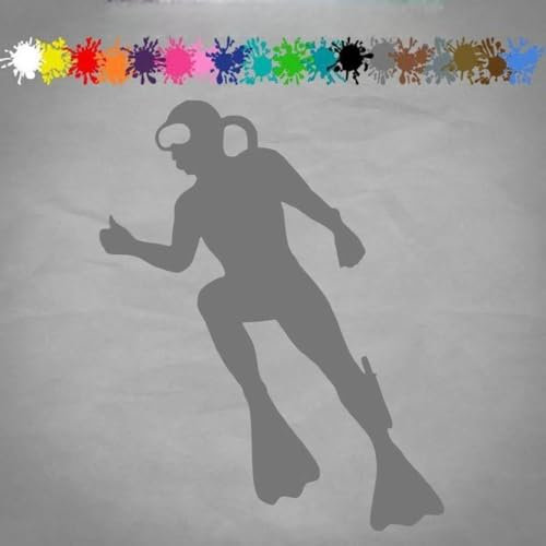 Taucher Aufkleber 15x12cm Sticker Kleber Meer unter Wasser Diver schwimmen Fisch 90-Silber