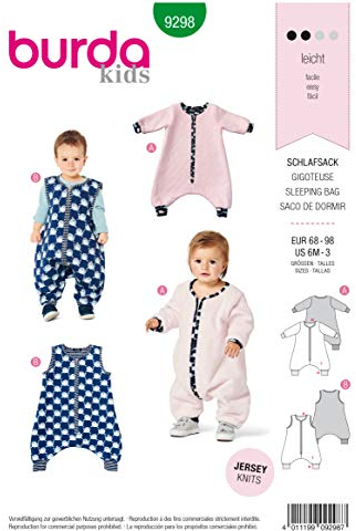Burda Kids Schnittmuster #9298 Baby und Kinder Overall & Schlafsack Nählevel 2 Gr. 68-98