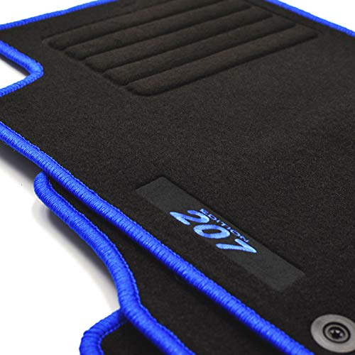 Mattenprofis Velours Logo Fußmatten passend für Peugeot 207 + 207 SW ab Bj.02/2006 - blau