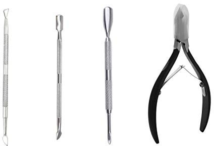 Lot de 4 coupe-cuticules avec repousse-cuticules, éplucheur à cuticules, grattoir à ongles, grattoir à cuticules, coupe-ongles, coupe-ongles en gel, coupe-ongles, peaux mortes