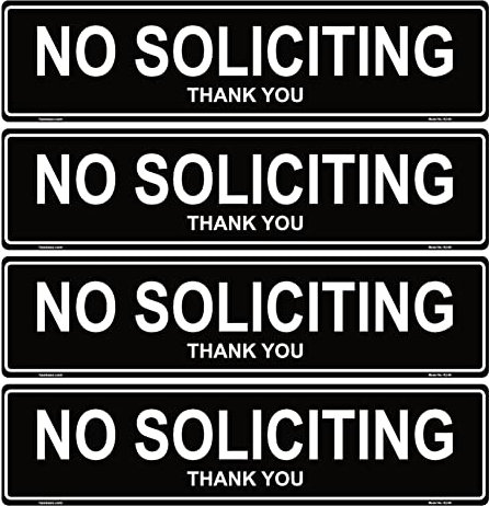 Haobase 4 Pcs No Soliciting Sign Sticker - Self Adhesive Vinyl (20cm x 5cm)