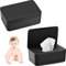 2 Stück Feuchttuch box,Feuchttücher Spenderbox,Toilettenpapier box mit Deckel,Serviettenbox,Baby Feuchttuchbox,Tücherbox,Serviettenbox mit Deckel (Schwarz)