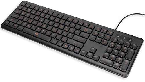 Yunseity Zweisprachige Chinesisch-englische Tastatur, Schwarze 108-Tasten-USB-Computertastatur, Geräuschlose Tastatur für das Heimbüro