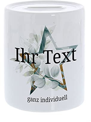 stempel-fabrik – personalisierbare Spardose mit Wunschtext – Aquarell Motiv Stern – individuelles Geldgeschenk für Erwachsene und Kinder – perfekte Geschenkidee für jeden Anlass