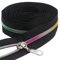MebuZip 9 m Regenbogenzähne endlos Reißverschluss Meterware Reißverschluss Nylon 6mm-Spirale + 25 Nonlock-Zipper für Taschen Deko DIY Basteln Nähen (Regenbogenzähne Schwarze)