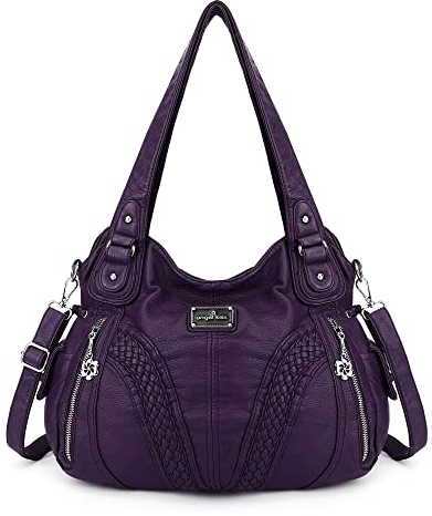 Angel Kiss Handtasche Damen Schultertasche Multifunktionale Umhängetaschen Wasserdicht PU Veganes Leder mit Reißver Schlusstaschen