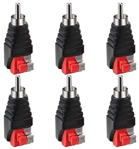 6 Stück Cinch Stecker Audio Adapter Lautsprecherkabel Adapter Lautsprecher Phono RCA Stecker Plug Ohne Löten für CCTV RCA Male To AV 2 Screw Female
