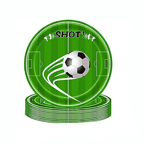 16Pcs Football World Cup Party Plates 18cm - Soccer Ball Dinner Plates for Decorations, Birthday Supplies for Boys Kids
