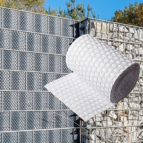 NYVI Polyrattan Sichtschutzstreifen Privafence Weiß 255 x 19 cm 5 Rollen (12,75 Meter) - SPARSETS - Sichtschutz für Doppelstabmatten Zaun - Premium Zaunsichtschutz