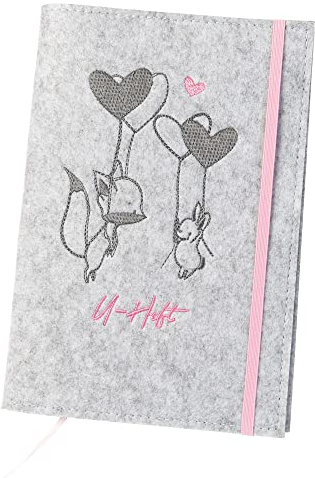 luxdag U-Heft Hülle mit Gummiband aus Filz (Farbe & Stickerei wählbar) - Hülle für Kinderuntersuchungsheft & Impfpass - Organizer - Geschenk für werdende Mütter & Baby