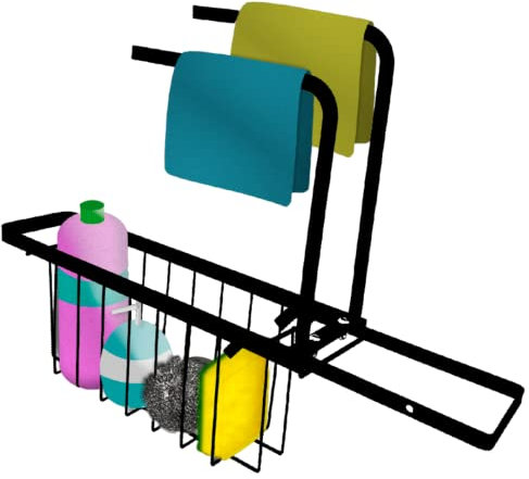 MAKA Porta Spugna Cucina Lavello Allungabile 34 cm min. 45 cm max in Acciaio Inox Telescopico Griglia Porta Posate Spugne Detersivo Organizer Multifunzione Portaoggetti Lavandino (M)