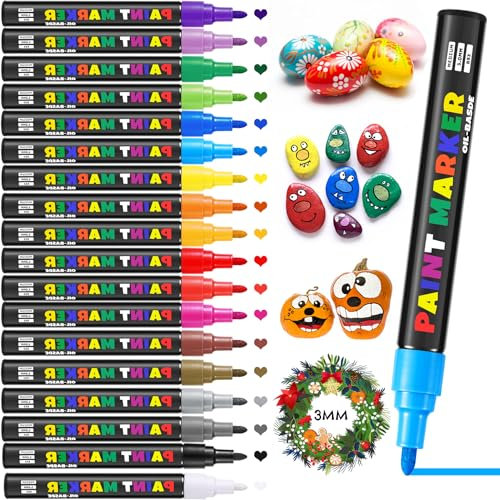 LUZOON Rotuladores Acrilicos Permanentes,Rotuladores Pintura Acrilica de Colores Rotulador Permanente para Piedras, Cristal, Madera, Cerámica, Plastico (18 Farben)